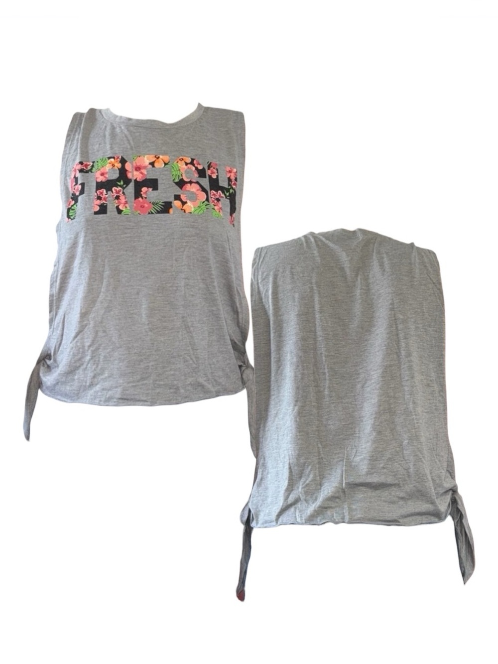 Fresh Floral Print Grey Top